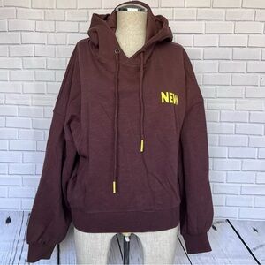 JUCY JUDY Crewneck Hoodie Sweatshirt Brown Women's Oversized Size XS